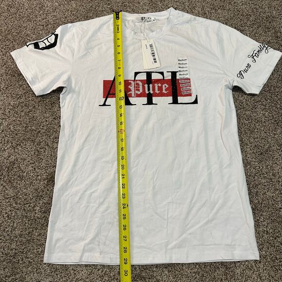 PURE Men's Red and Black Pure ATL Logo Diamond Tee Size M In White - Picture 12 of 14